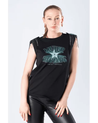 Camiseta Mujer Rebelde Negra Animosa Esenziashopping Zaragoza