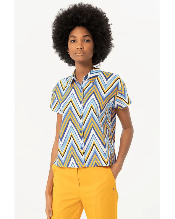 Camisa Cropped Zigzag Azul Surkana Esenziashopping Zaragoza