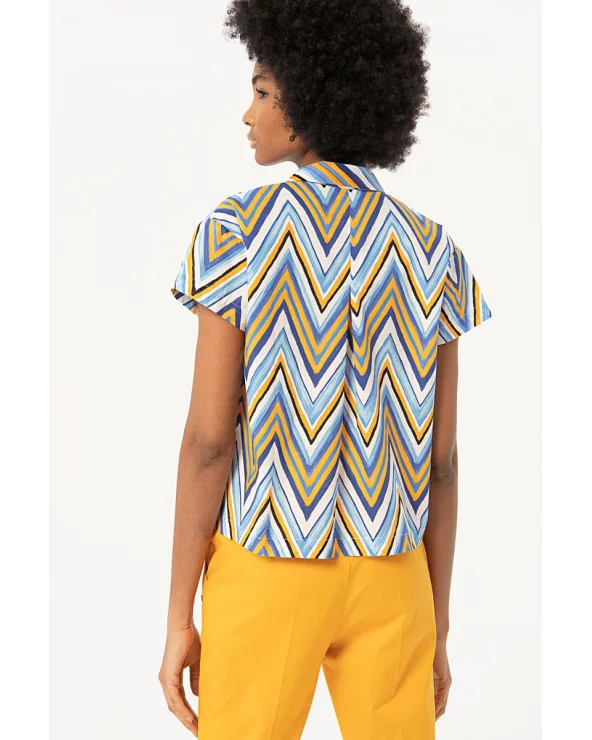 Camisa Cropped Zigzag Azul espalda Surkana Esenziashopping