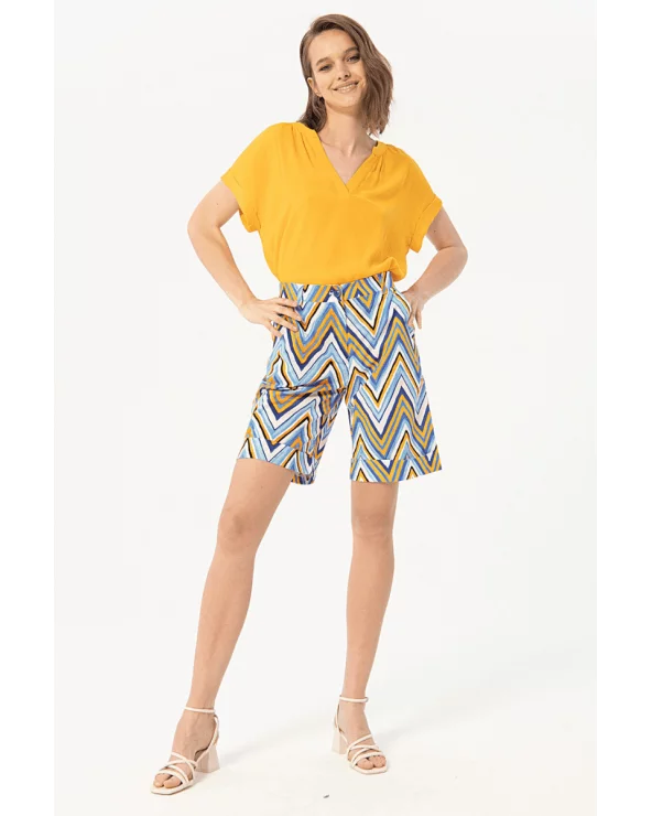 Pantalón Bermuda Zigzag Azul total look Surkana Esenziashopping