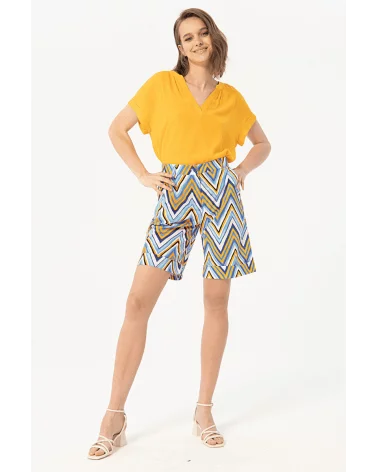 Pantalón Bermuda Zigzag Azul total look Surkana Esenziashopping