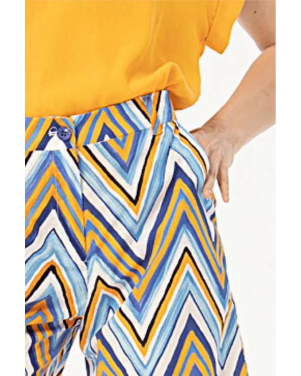 Pantalón Bermuda Zigzag Azul detalle Surkana Esenziashopping