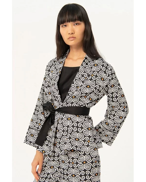 Chaqueta Kimono Estampada Negro Surkana Esenziashopping Zaragoza