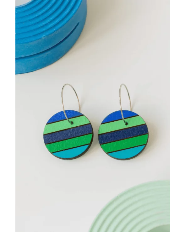 Pendientes Aro De Madera Verde y Azul probado Tikismikis Esenziashopping Zaragoza