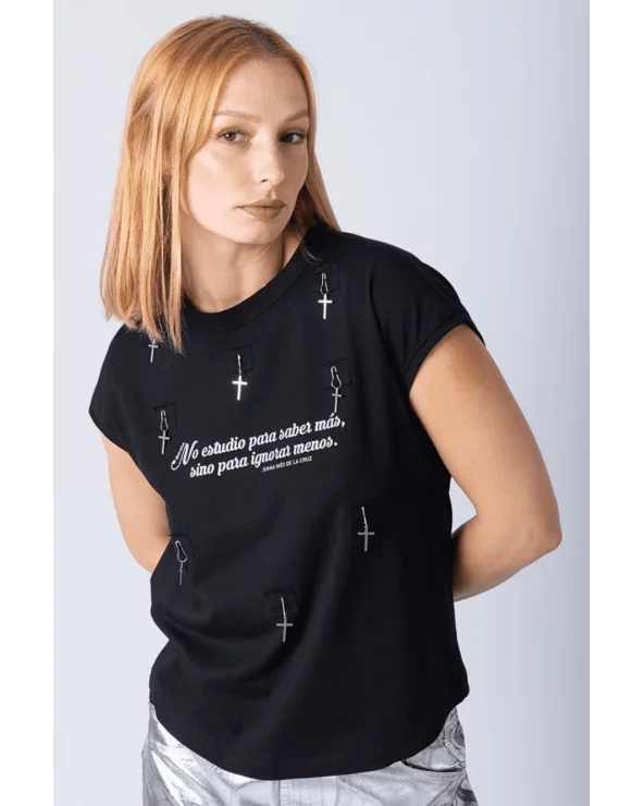 Camiseta Sor Juana Cruces Negra Animosa Esenziashopping Zaragoza