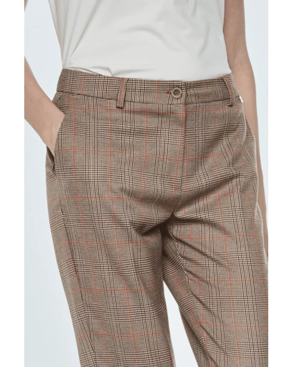 Pantalón Cuadros Camel Merletti detalle Esenziashopping Zaragoza