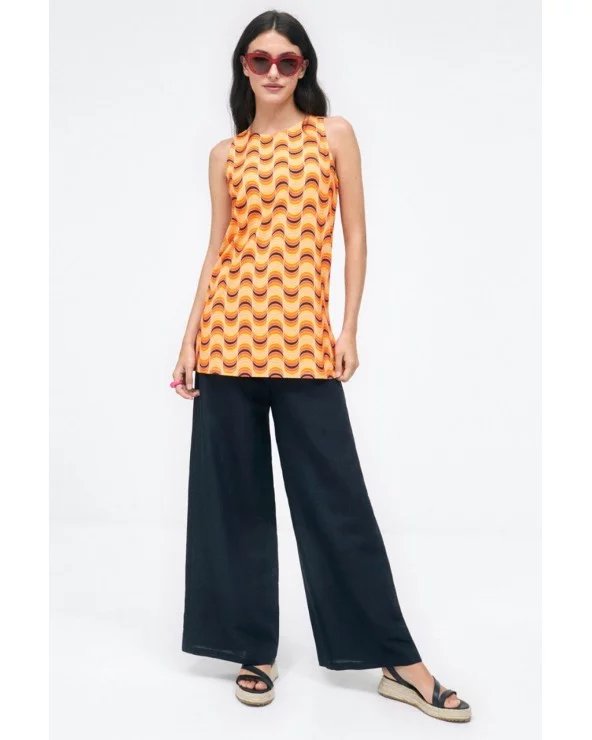 Top Largo Ondas Naranja total look Surkana Esenziashopping