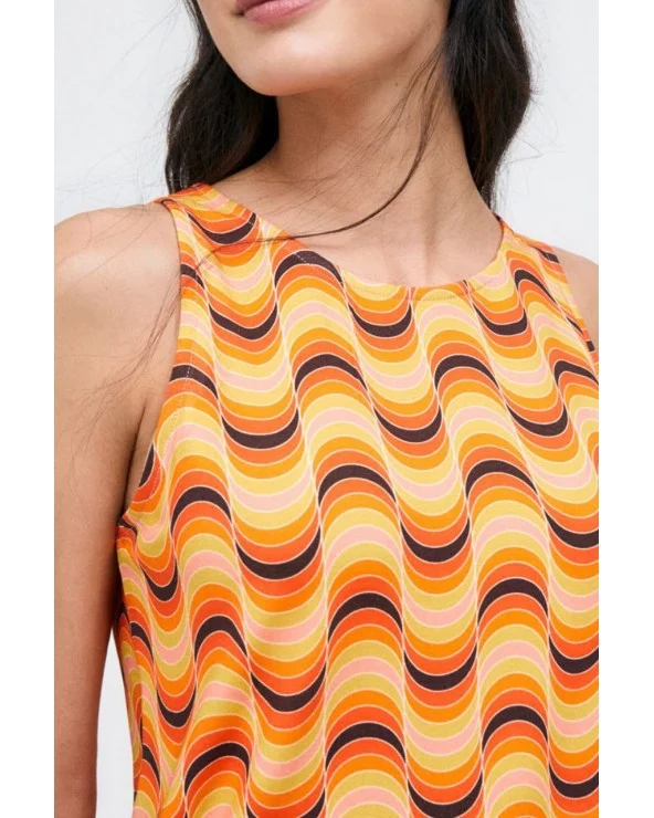 Top Largo Ondas Naranja detalle Surkana Esenziashopping